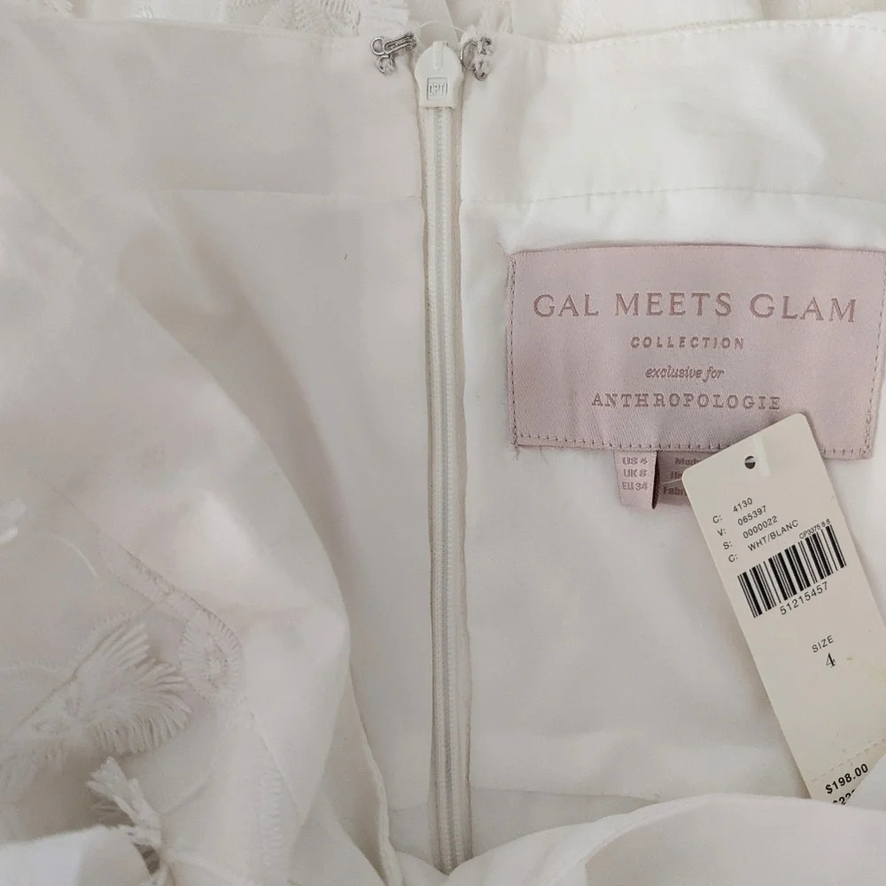 NWT Gal Meets Glam x Anthropologie Trudy White Floral Applique Dress Size 4 - Picture 7 of 8